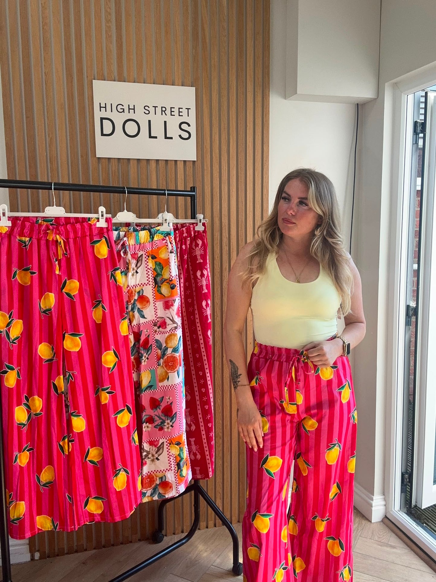 Clementine Wide Leg Trousers Light Weight Style Summer Lemon