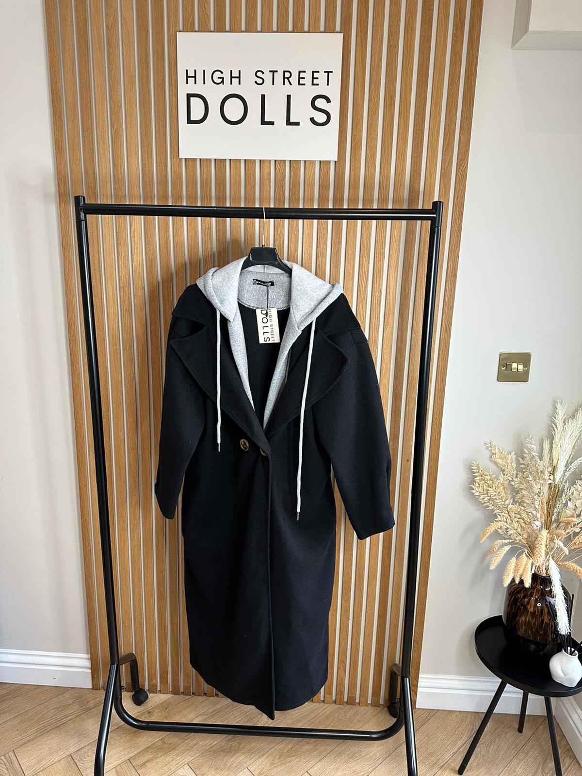 Hooded Duster Coat longline duffle oversized women’s jacket