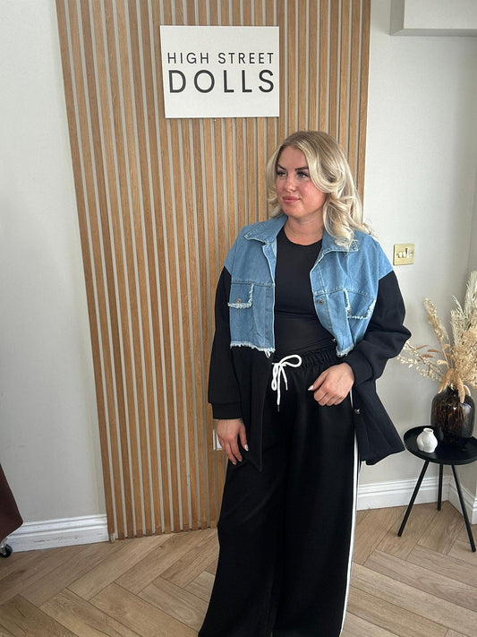 Bryony Oversized Shaket with Denim Details Shirt Jacket