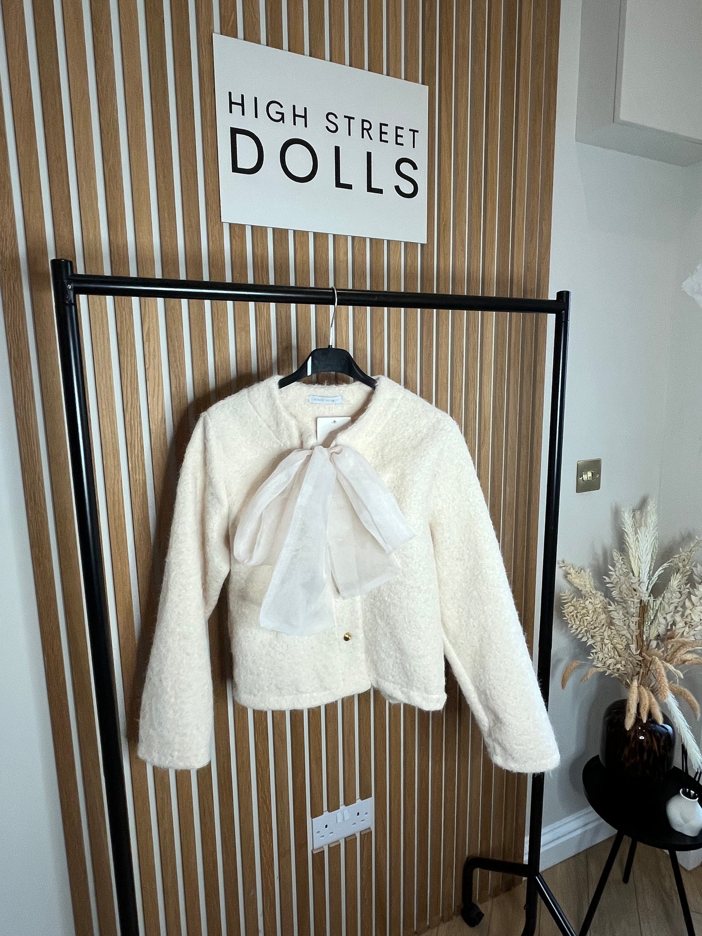 Chiffon Bow Jacket, Cardigan, Gold Buttons