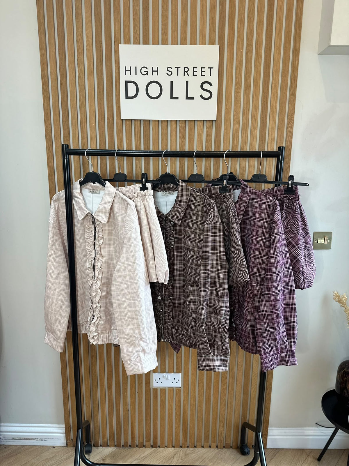 Elle Checkered Zip Jacket & Matching Skirt Co-Ord Set – Autumn/Winter Tartan Fabric