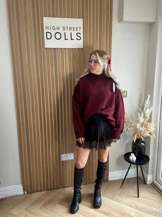 Elle Oversized Knitted Jumper Autumn Winter Raw Seam Detail Slouchy Knitwear