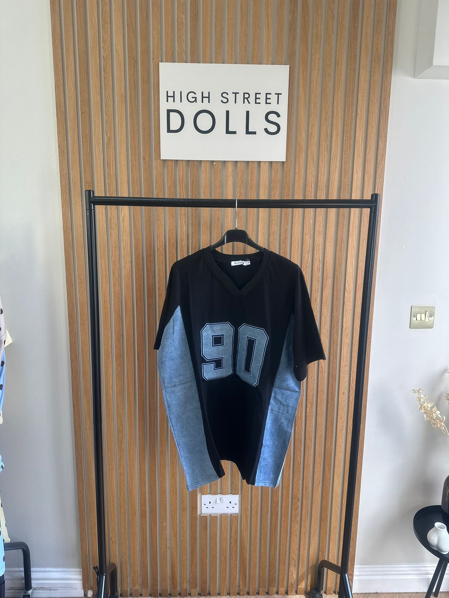 Darcie Baseball T Shirt Short Sleeves Slogan Denim Top Spring Summer Holiday