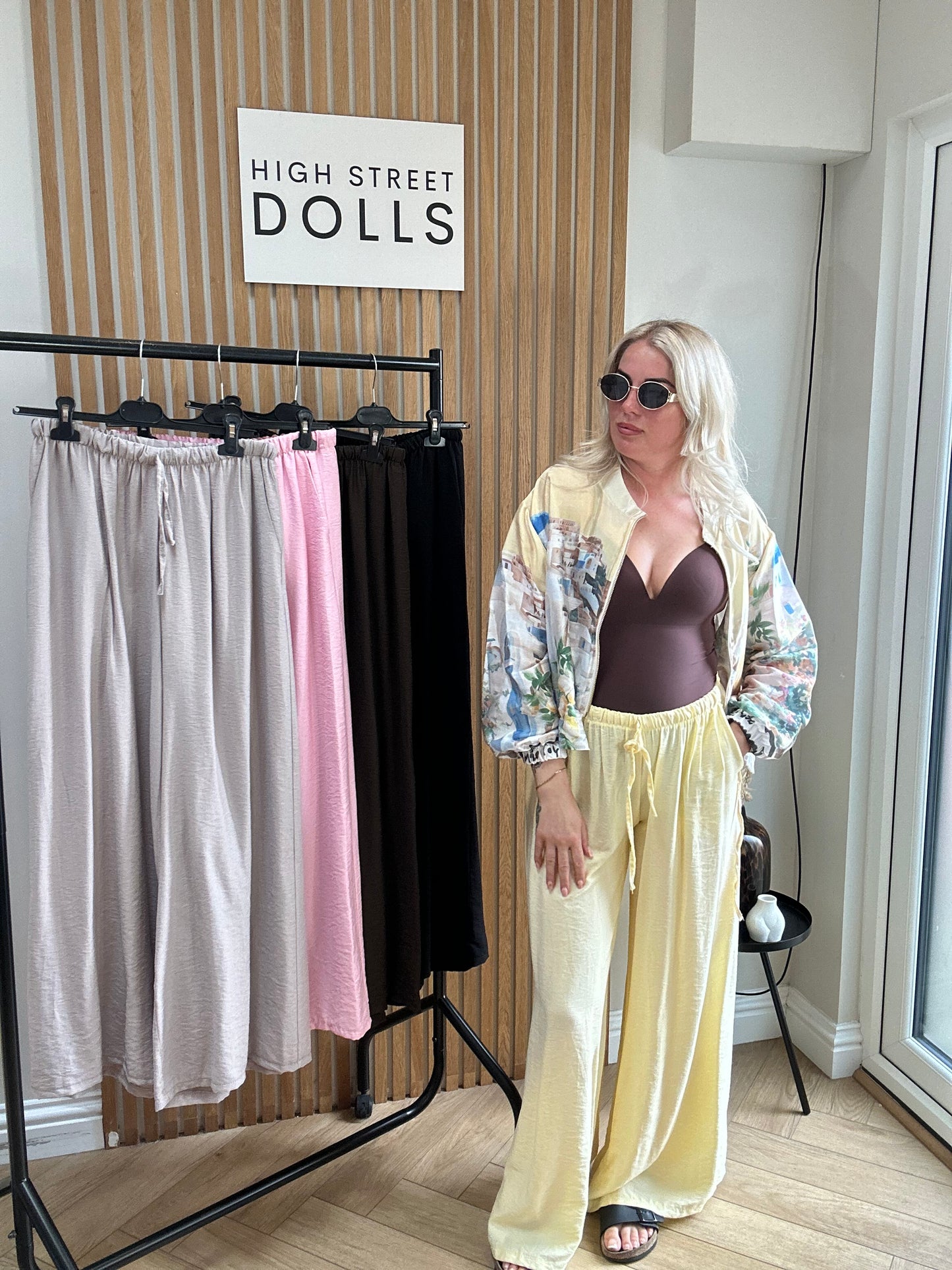 Saffron Wide Leg Trousers Light Weight Linen Style Summer