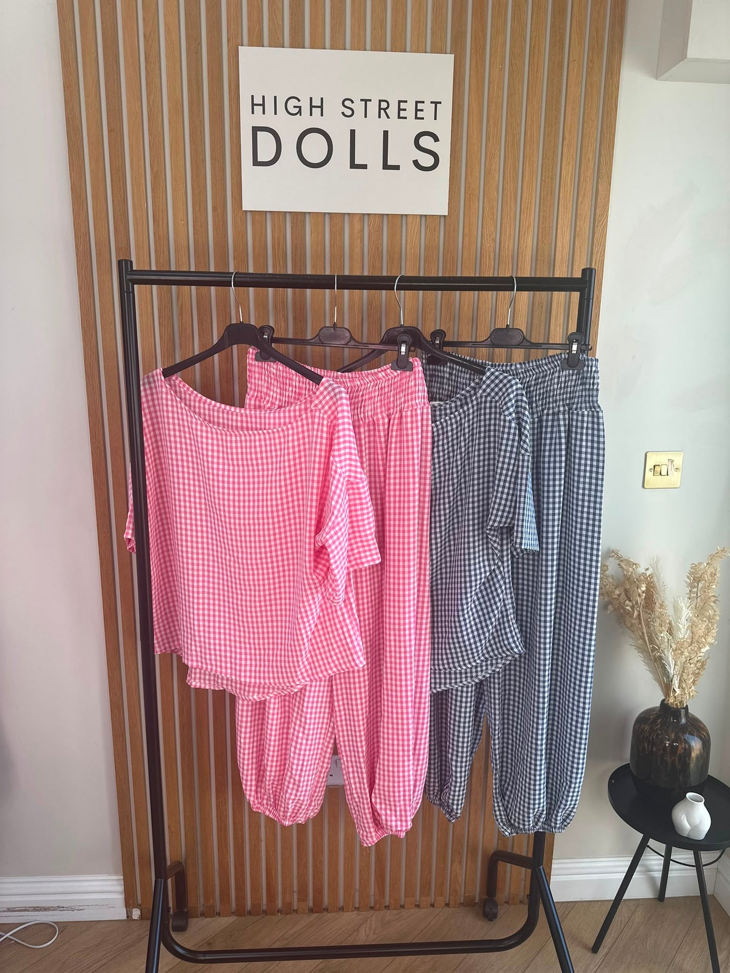 Shelley Gingham Co Ord Top and Trouser Set Summer Holiday Light Weight Material