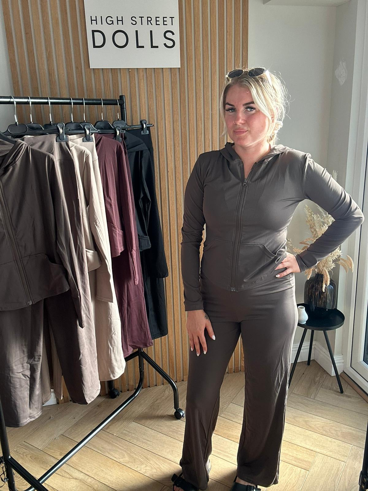 Jodie Activewear Lycra Lounge Set Hooded Zip up Jacket and Trousers