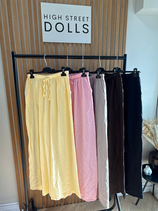 Saffron Wide Leg Trousers Light Weight Linen Style Summer