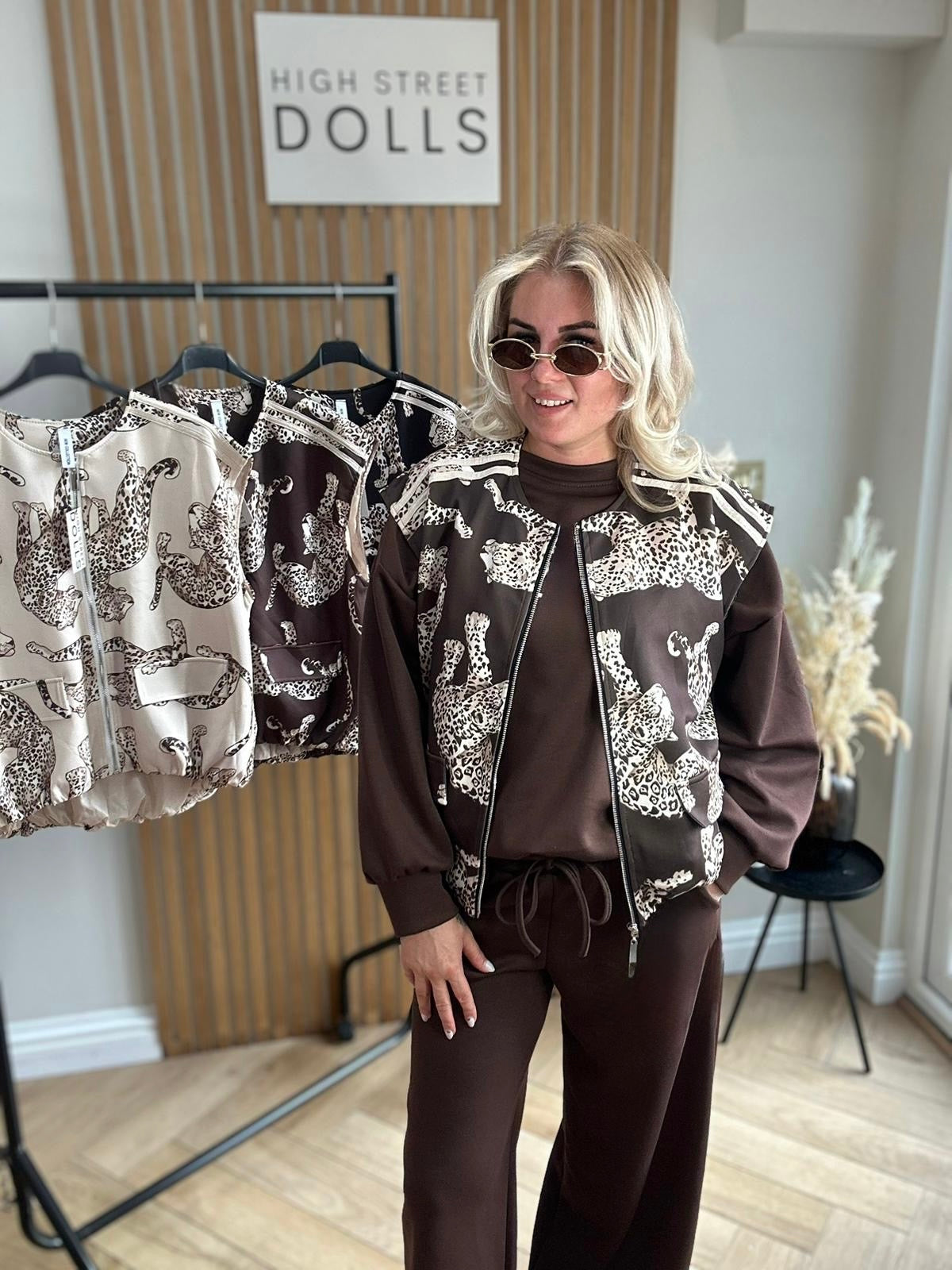 Cally Gilet Bomber Jacket Cheeta Print