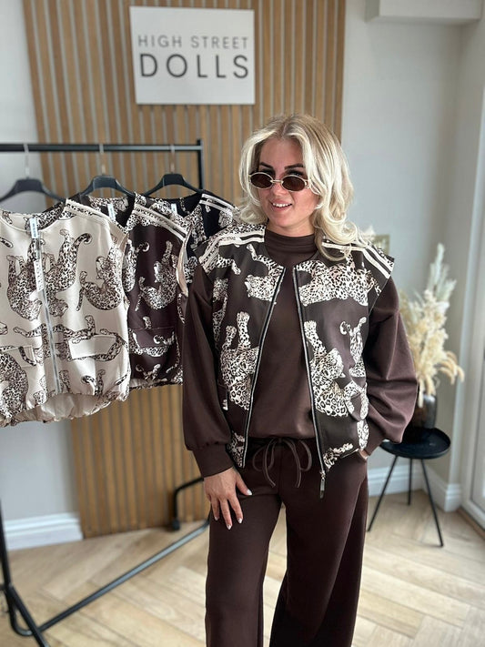 Cally Gilet Bomber Jacket Cheeta Print