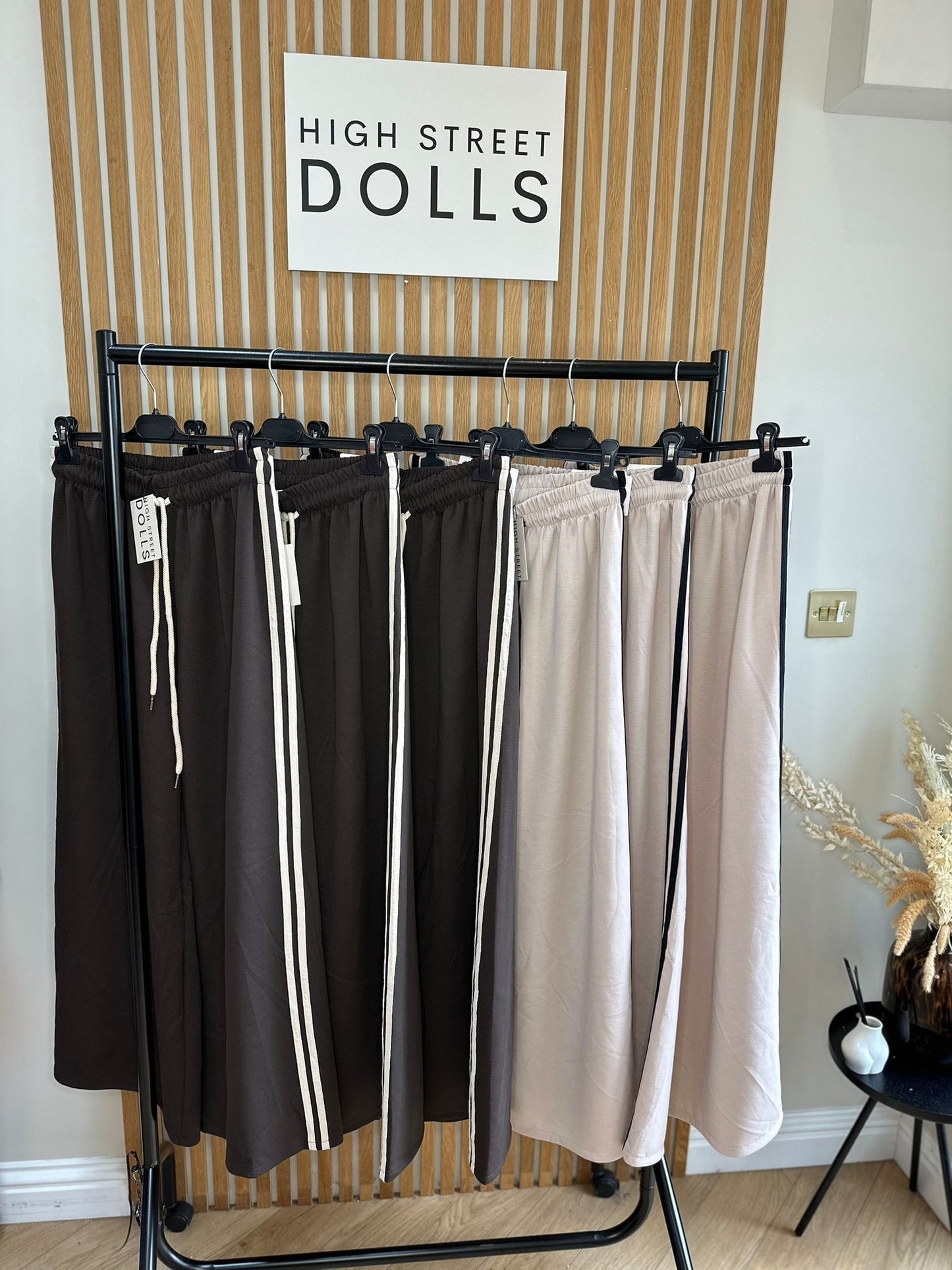 Khloe Trousers Wide Leg Flares Stripe Detail
