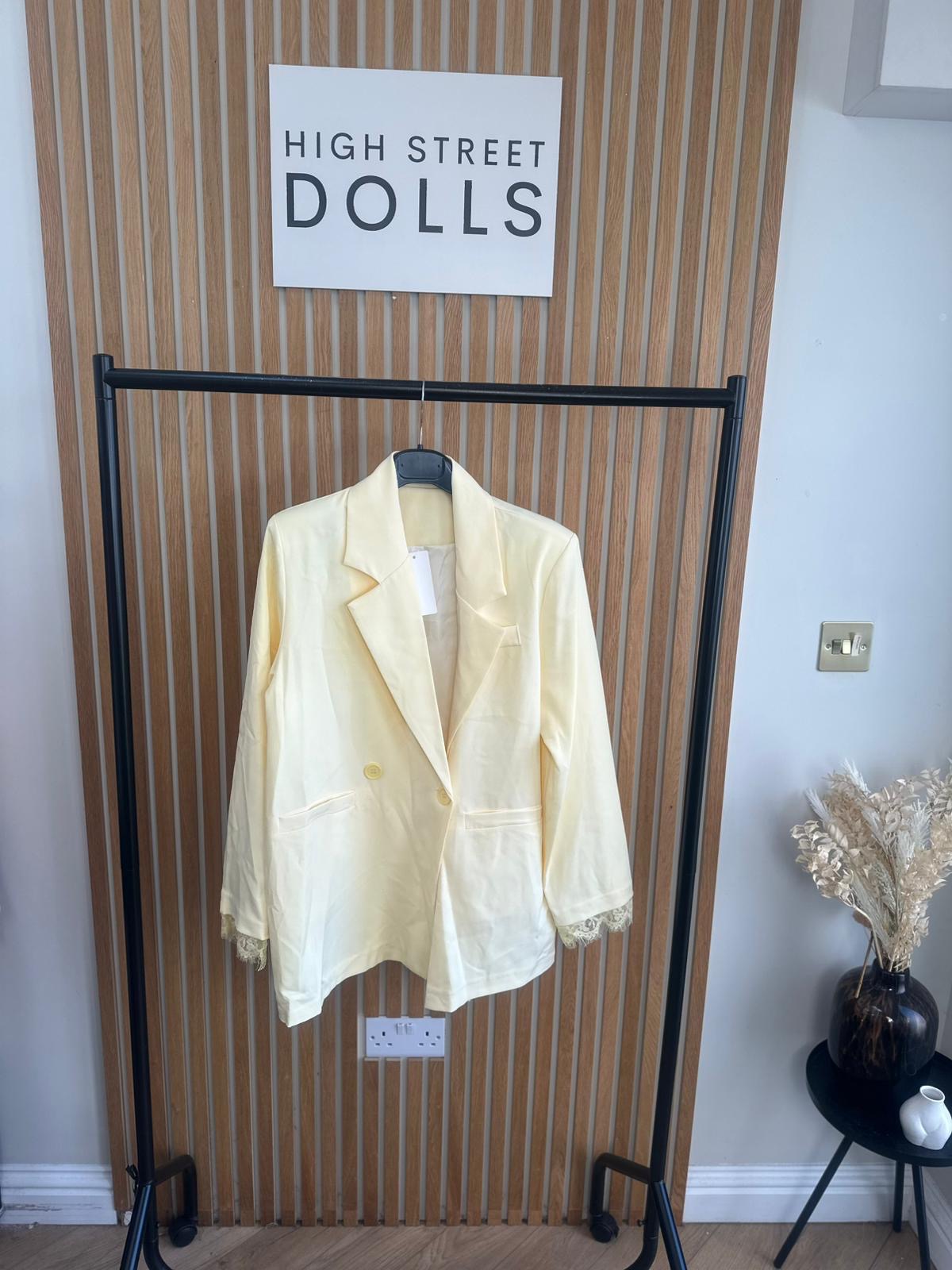 Roxy Oversized Blazer Lace Detail Single Breasted Daywear Evening Wear Winter Spring Summer Pastels