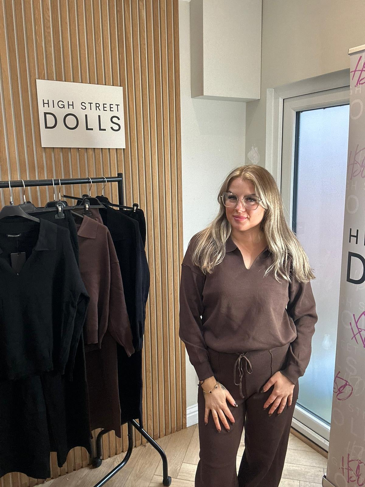 Mavis Knitted Lounge Set V Neck Sweater Wide Leg Co Ord Autumn Winter Christmas Knitwear