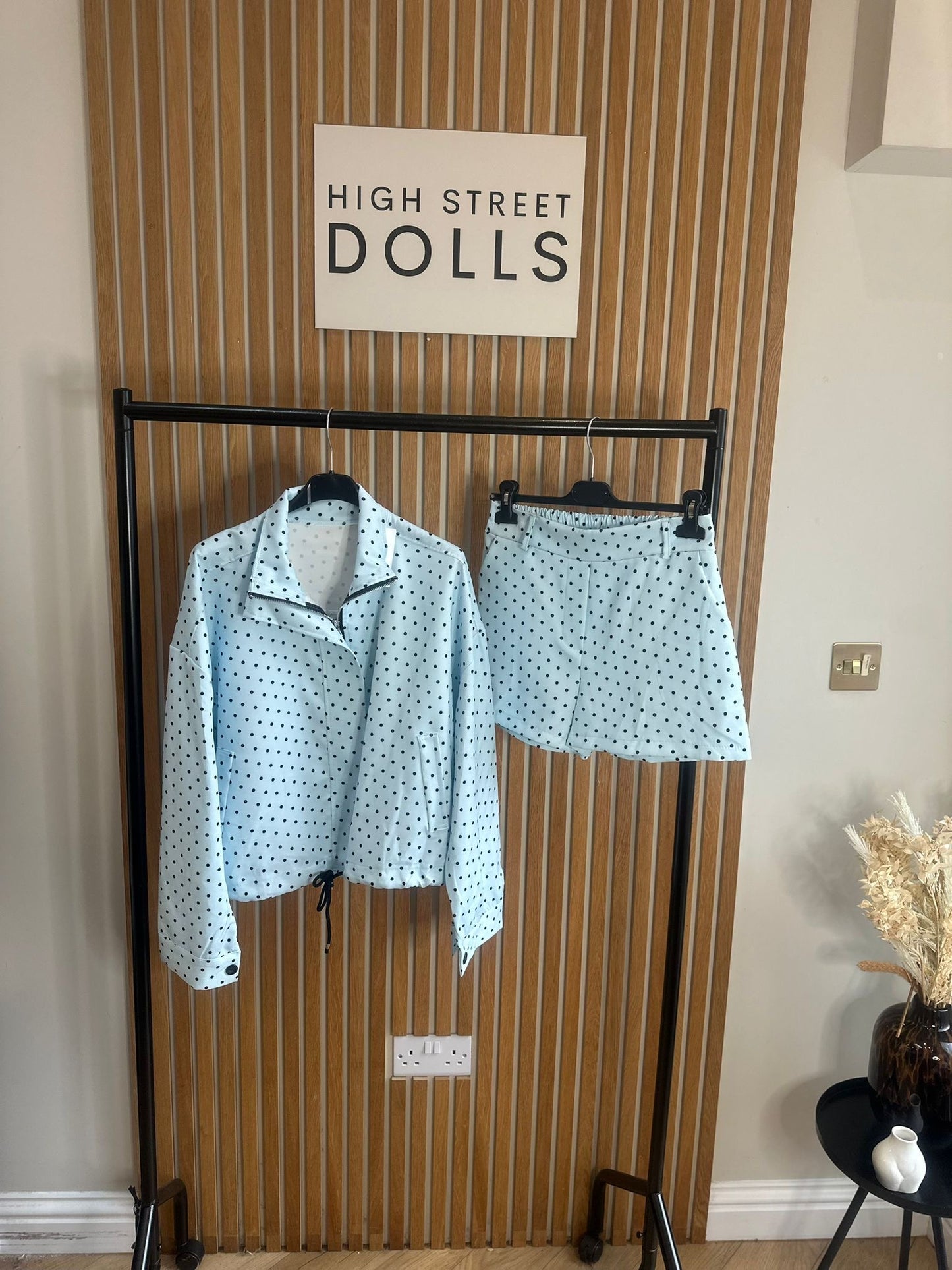 Willow Polka Dot Print Jacket and Shorts Holiday Spring Summer Women’s two piece co-ord Trending Viral Print Stripe Detail