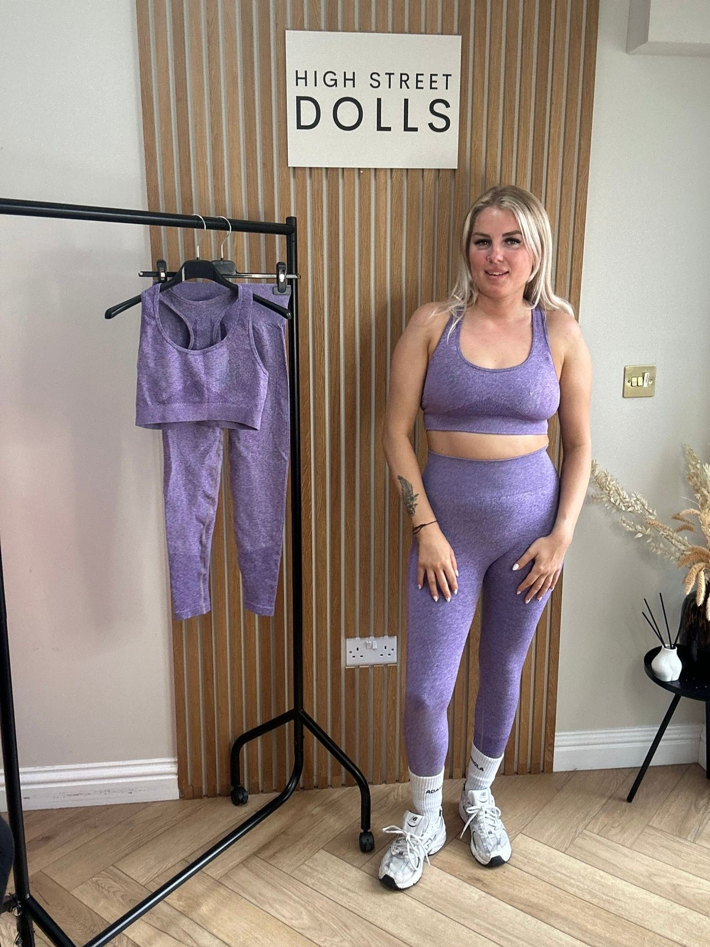 BodiBlossom Activewear Gym Set Lilac Sports Bra and Leggings