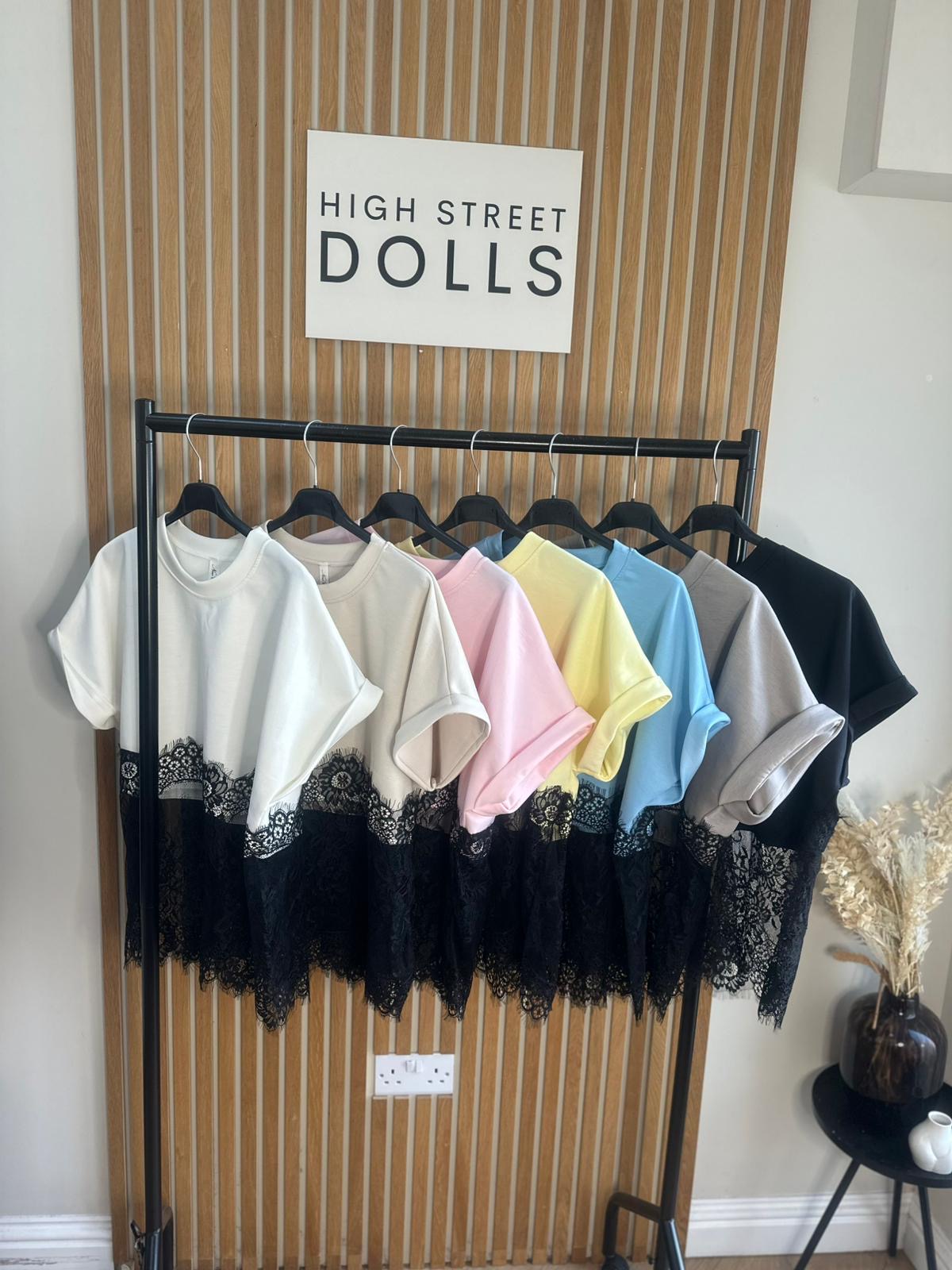 Emilia Lace Oversized T Shirt Short Sleeves Spring Summer