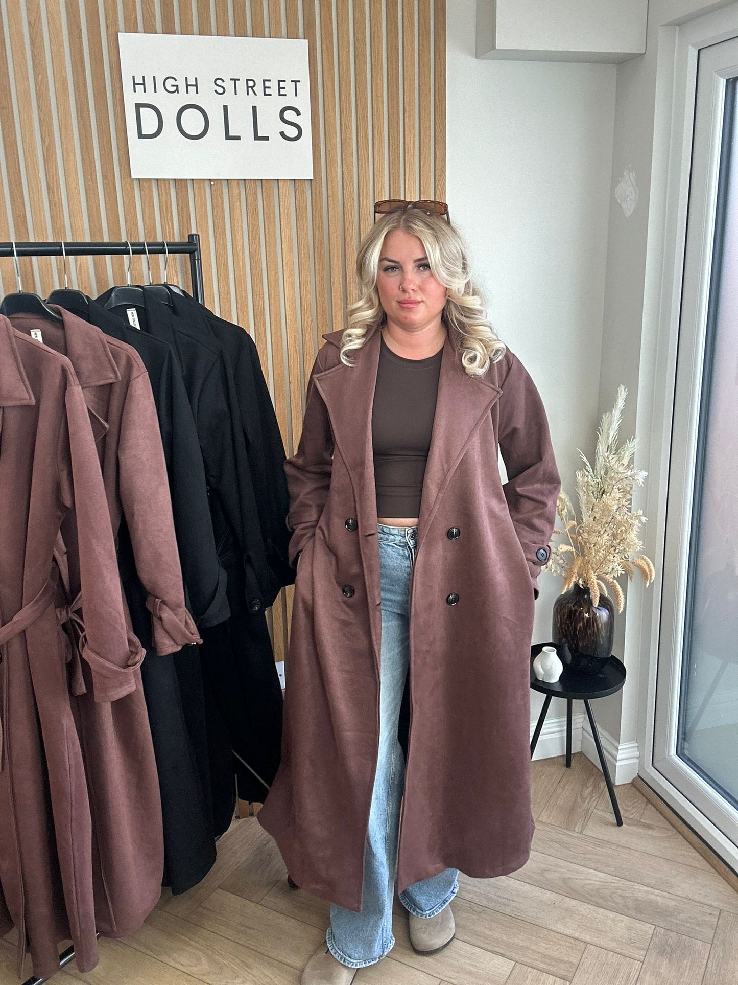Rea Suede Trench Coat Longline Autumn Winter Jacket