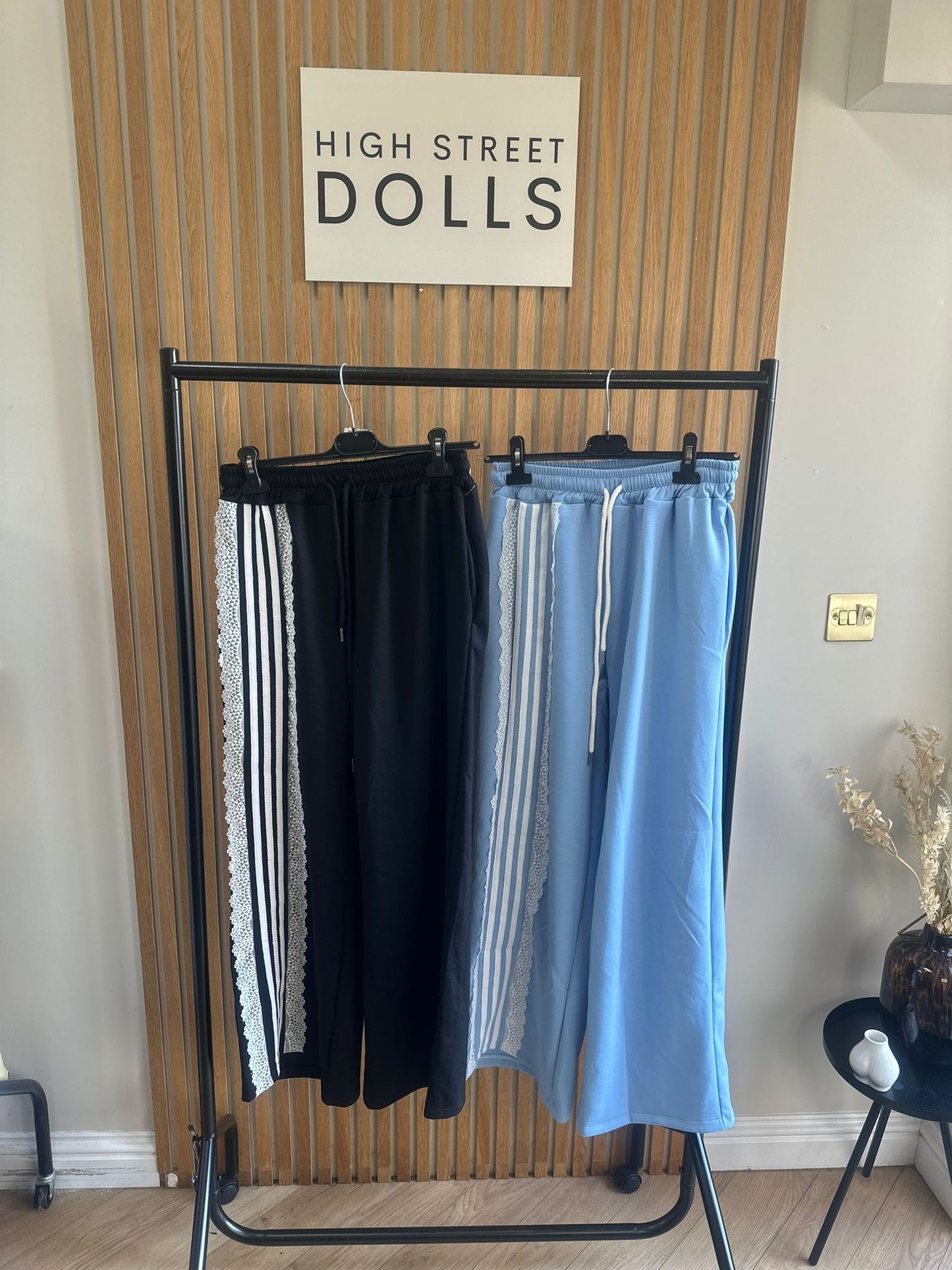 Lacey Wide Leg Trousers Lace Stripe Details Spring Summer Holiday