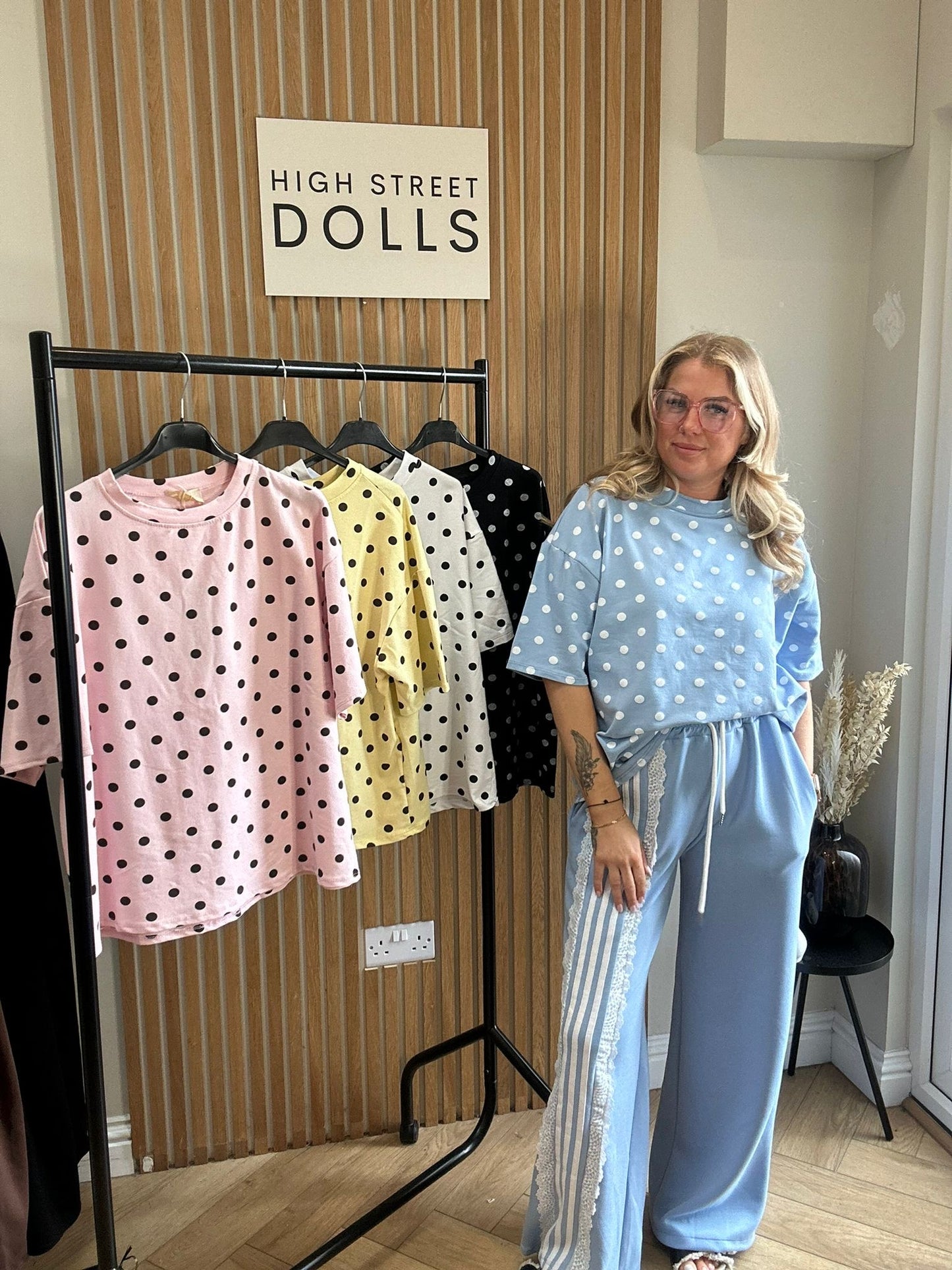 Mabel Polka Dot Oversized T Shirt Short Sleeves Spring Summer Lemon Viral