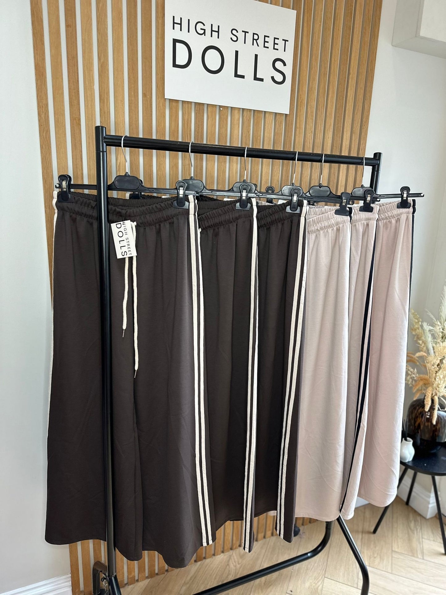Khloe Trousers Wide Leg Flares Stripe Detail
