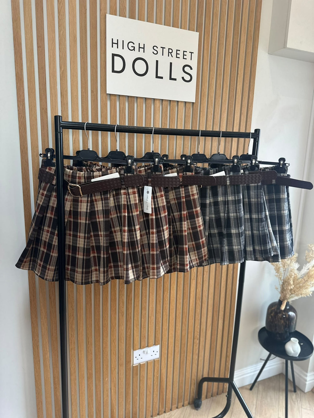 Cassidy Tartan Check Pleated Shorts/Skort – Belt Included, Front Pleated Skirt, Autumn Winter Women’s Fashion