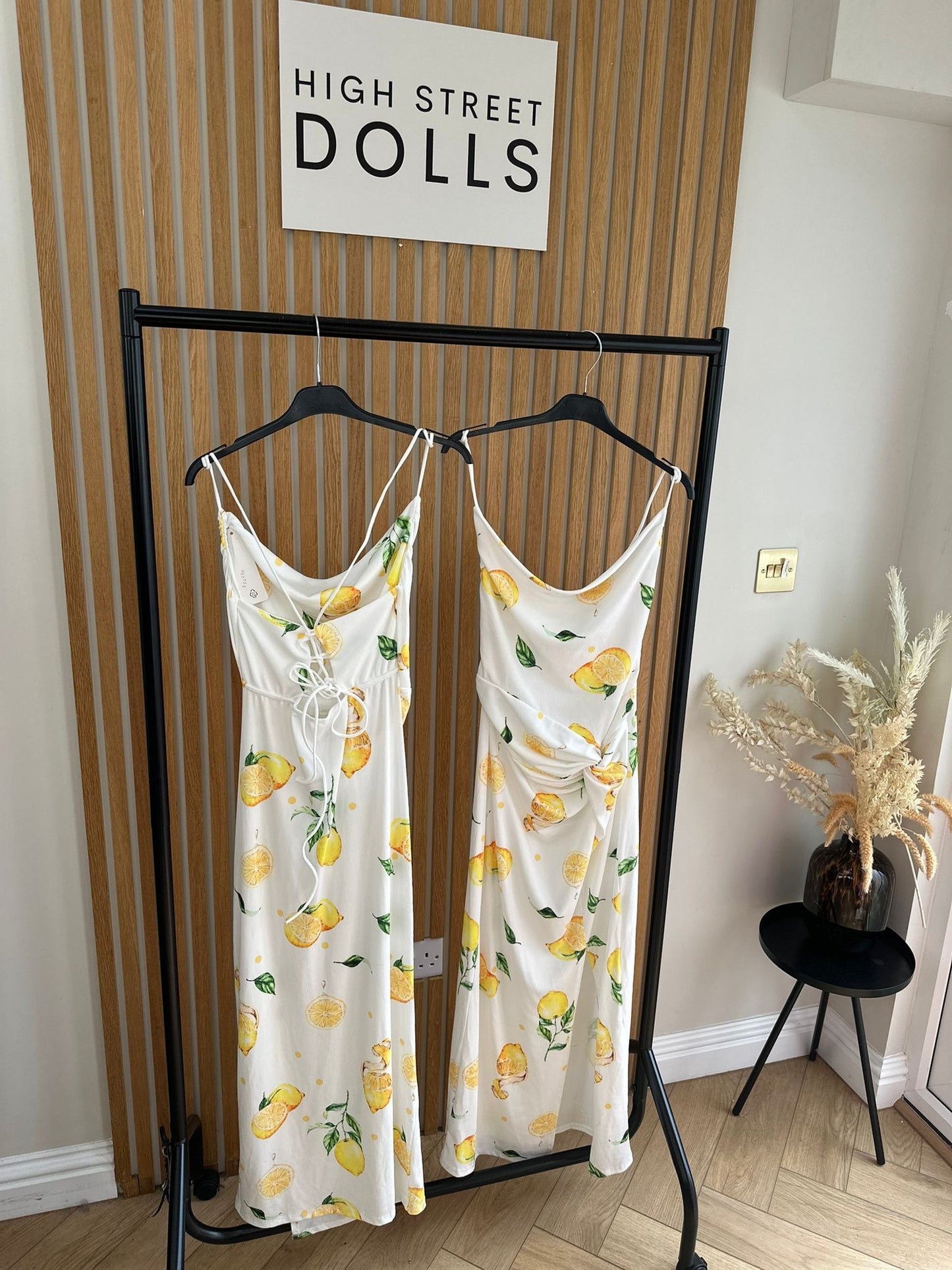 Sicily Lemon Midi Dress Printed spaghetti strap dress