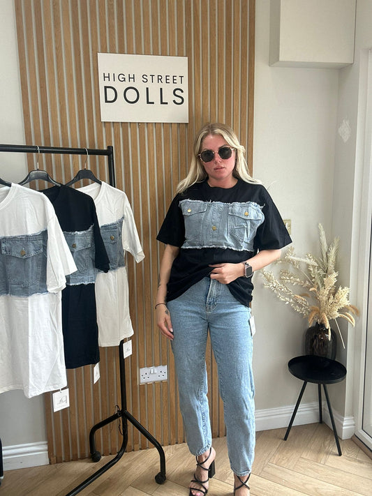 Nellie Denim T Shirt Corset Style Summer Tee