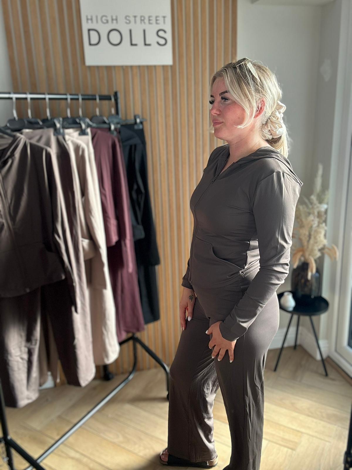 Jodie Activewear Lycra Lounge Set Hooded Zip up Jacket and Trousers