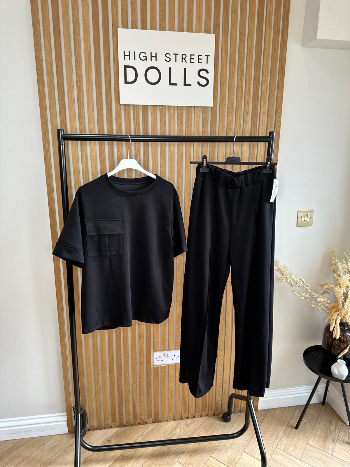 Piper Lounge Set T shirt with Wide leg Trousers Combat Pocket Tracksuit Loungewear Two Piece Co Ord