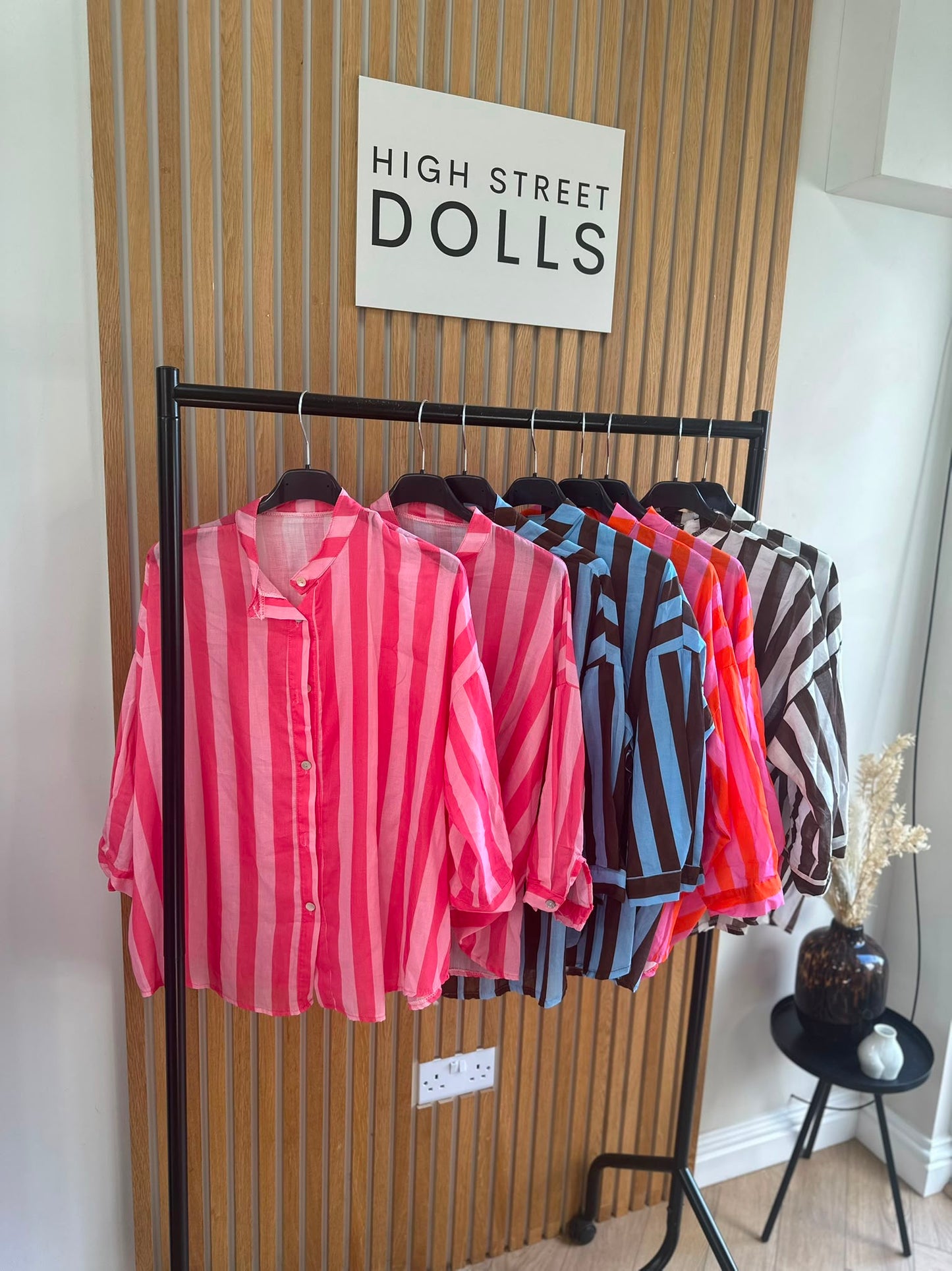 Coral Oversized Striped Shirt Bold Bright Summer Holiday Style