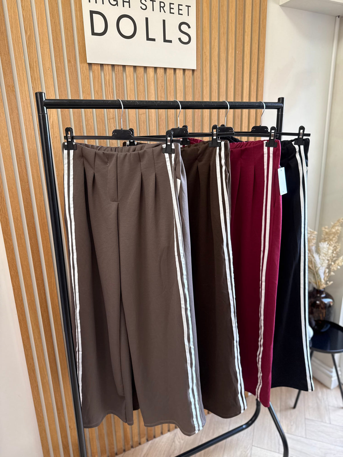 Nova Striped Wide-Leg Flare Trousers Joggers Statement Stripe Detail Spring Summer Autumn