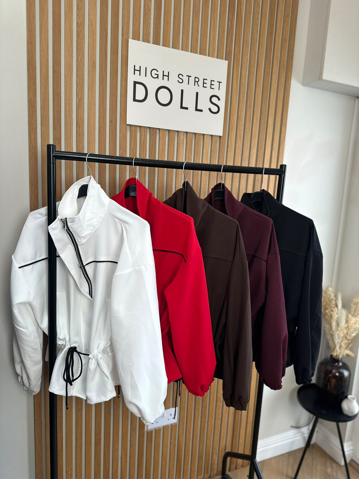 Mia Peplum Jacket – Women’s Sporty Lightweight Cover-Up, Autumn/Winter Layer with Piping Details, Cinched Waistline & Funnel Neckline