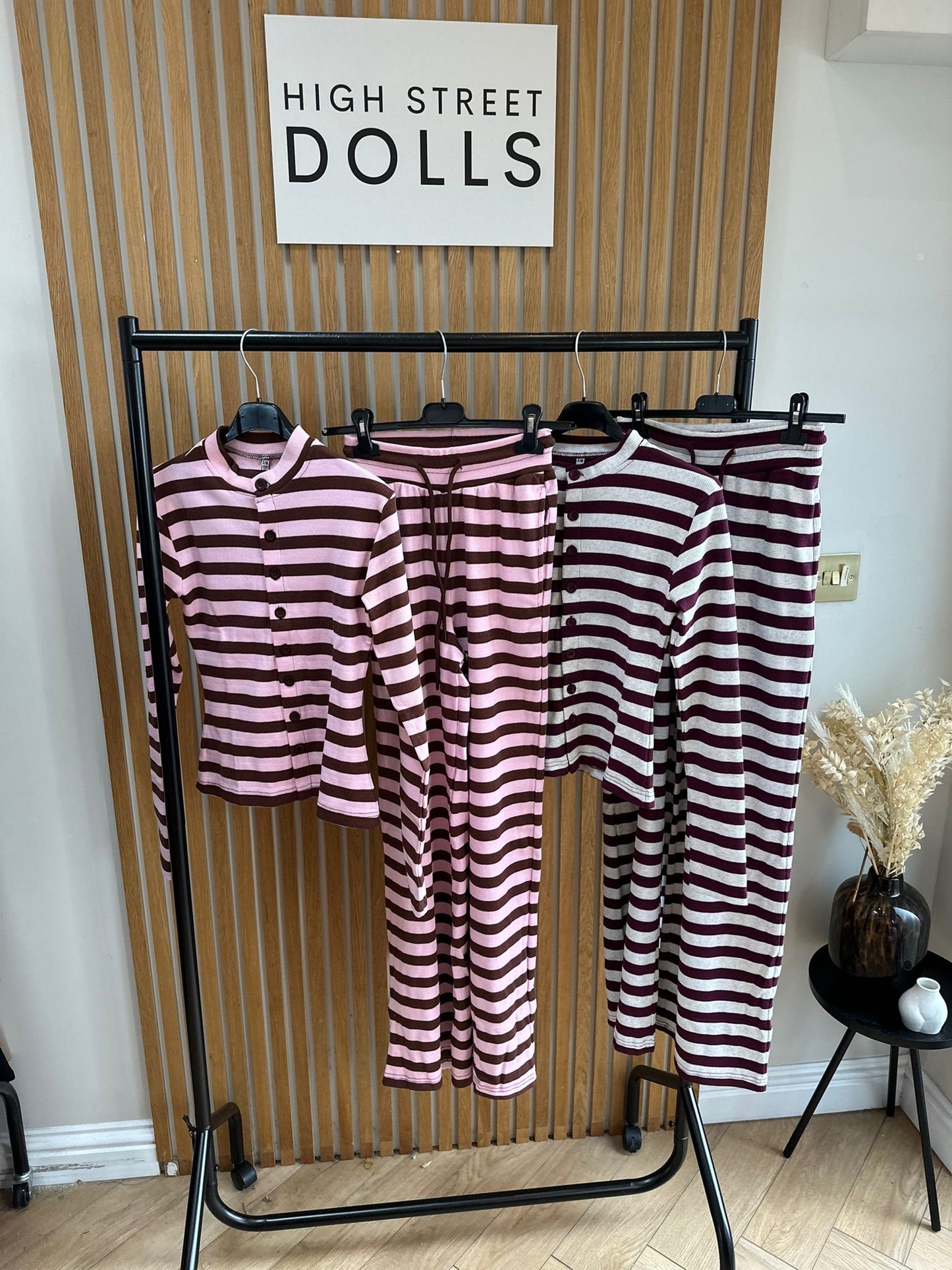 Kady Striped Lounge Set Co Ord Cardigan and Trousers Long Sleeve Top Loungewear Two Piece Spring Summer