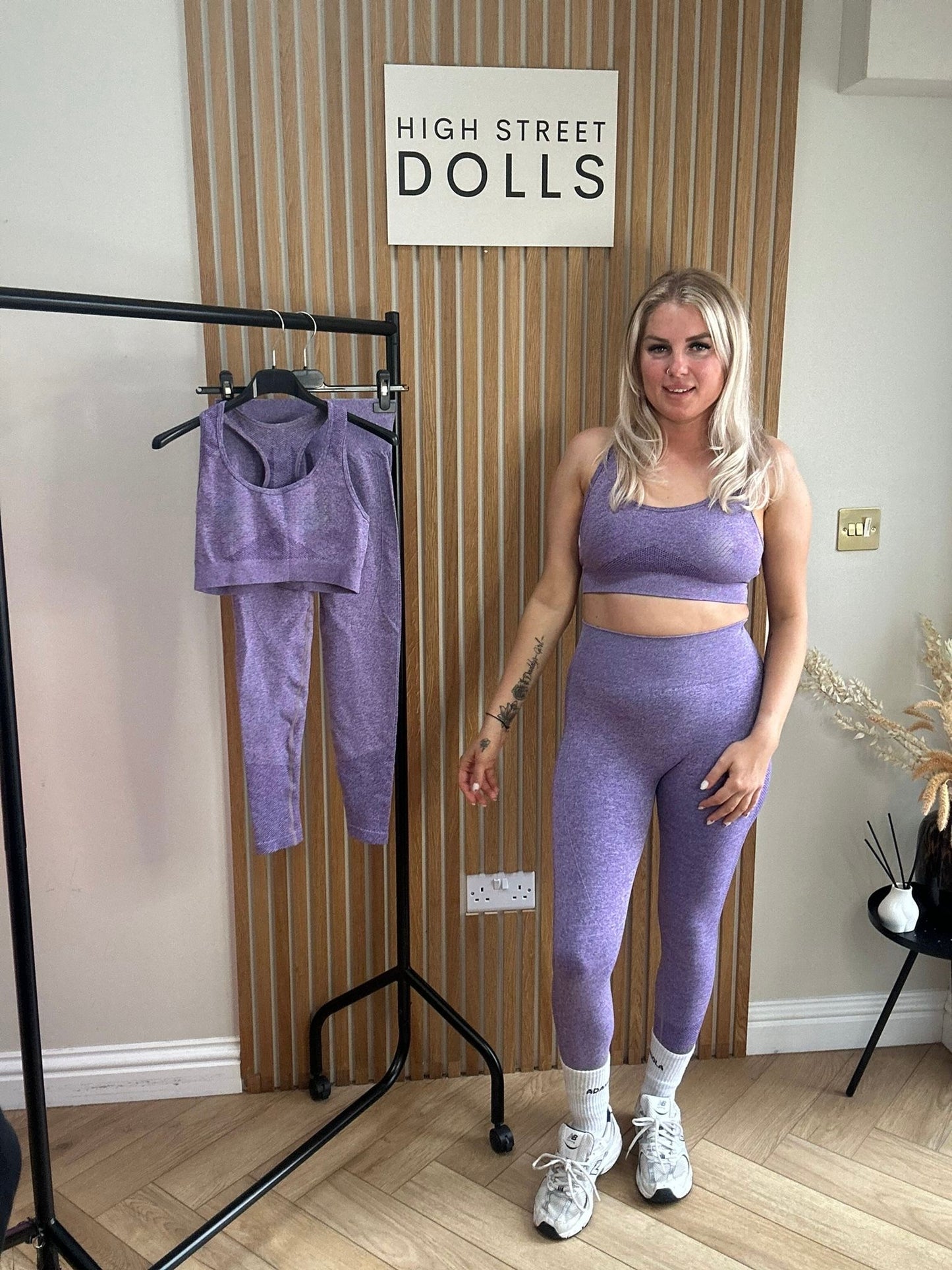BodiBlossom Activewear Gym Set Lilac Sports Bra and Leggings
