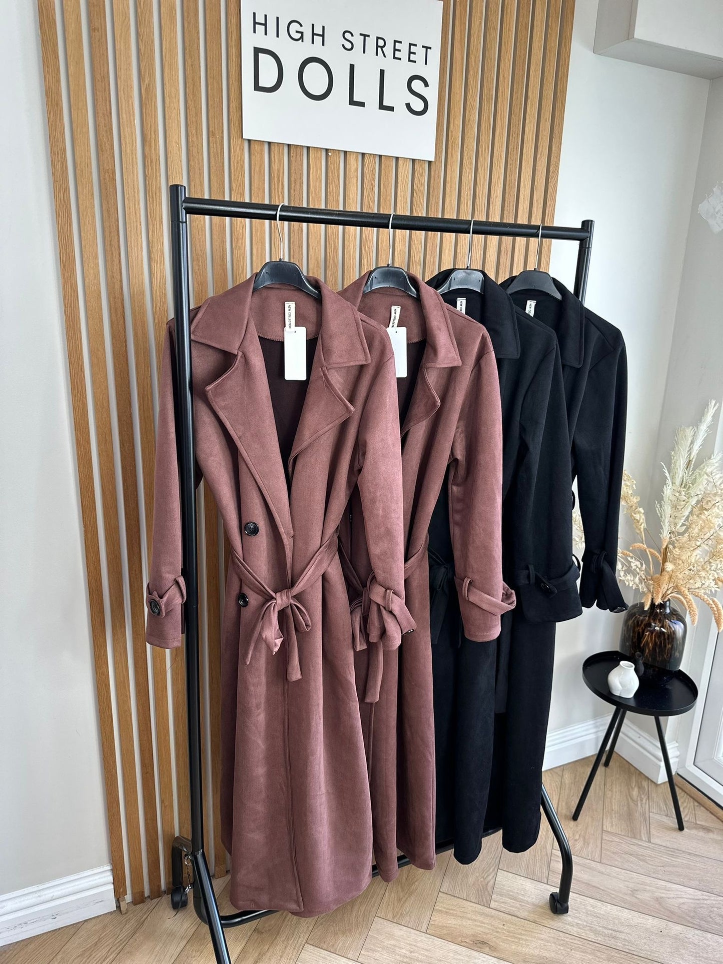 Rea Suede Trench Coat Longline Autumn Winter Jacket