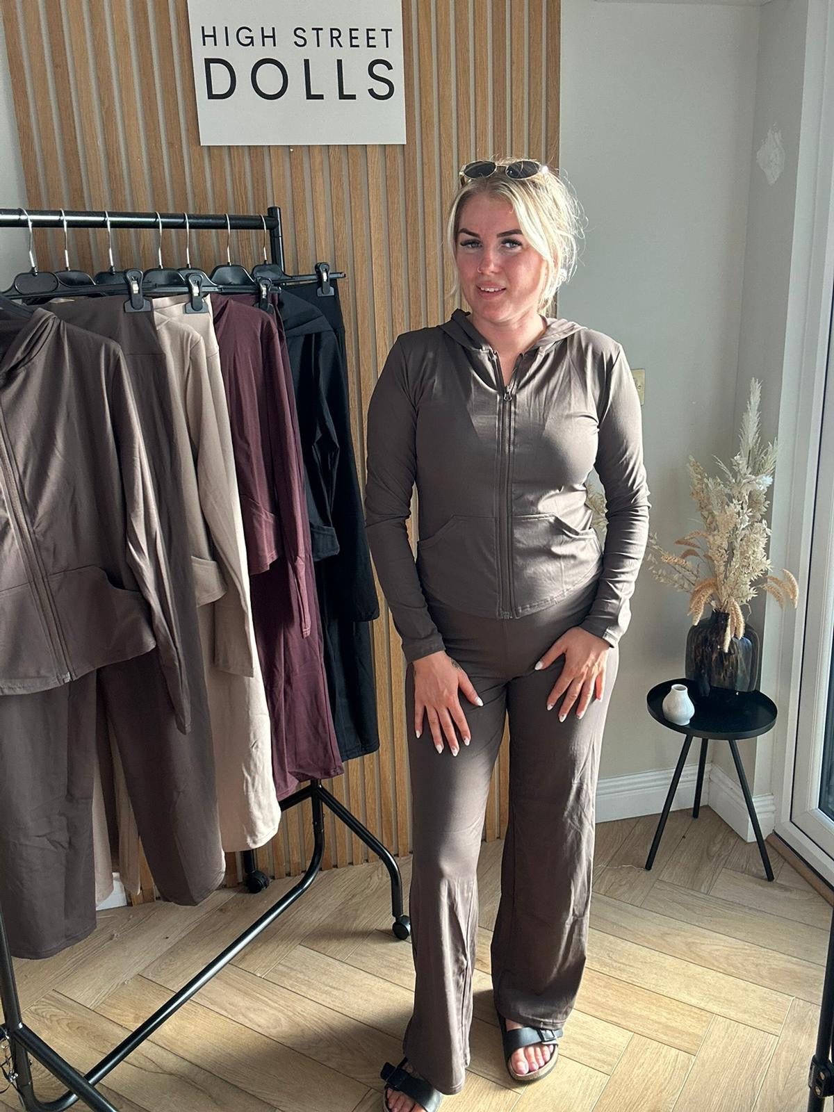Jodie Activewear Lycra Lounge Set Hooded Zip up Jacket and Trousers