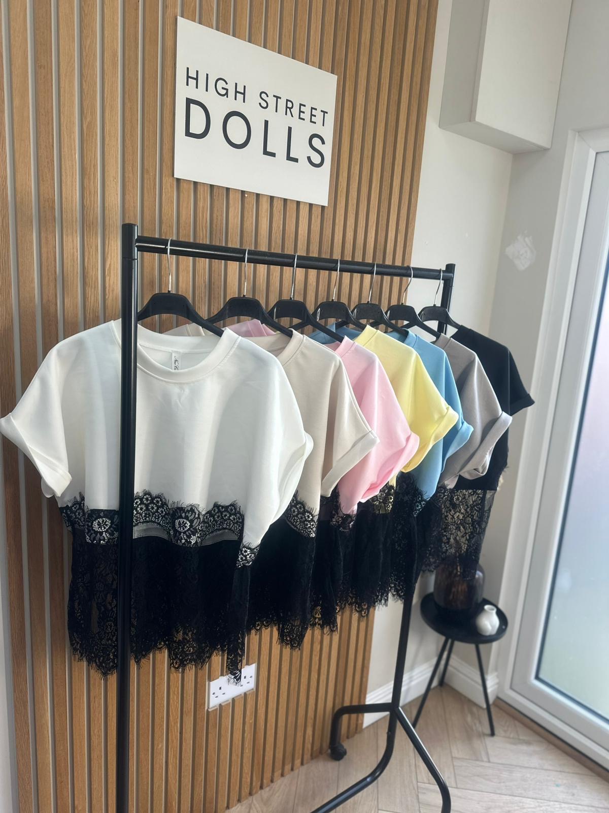 Emilia Lace Oversized T Shirt Short Sleeves Spring Summer