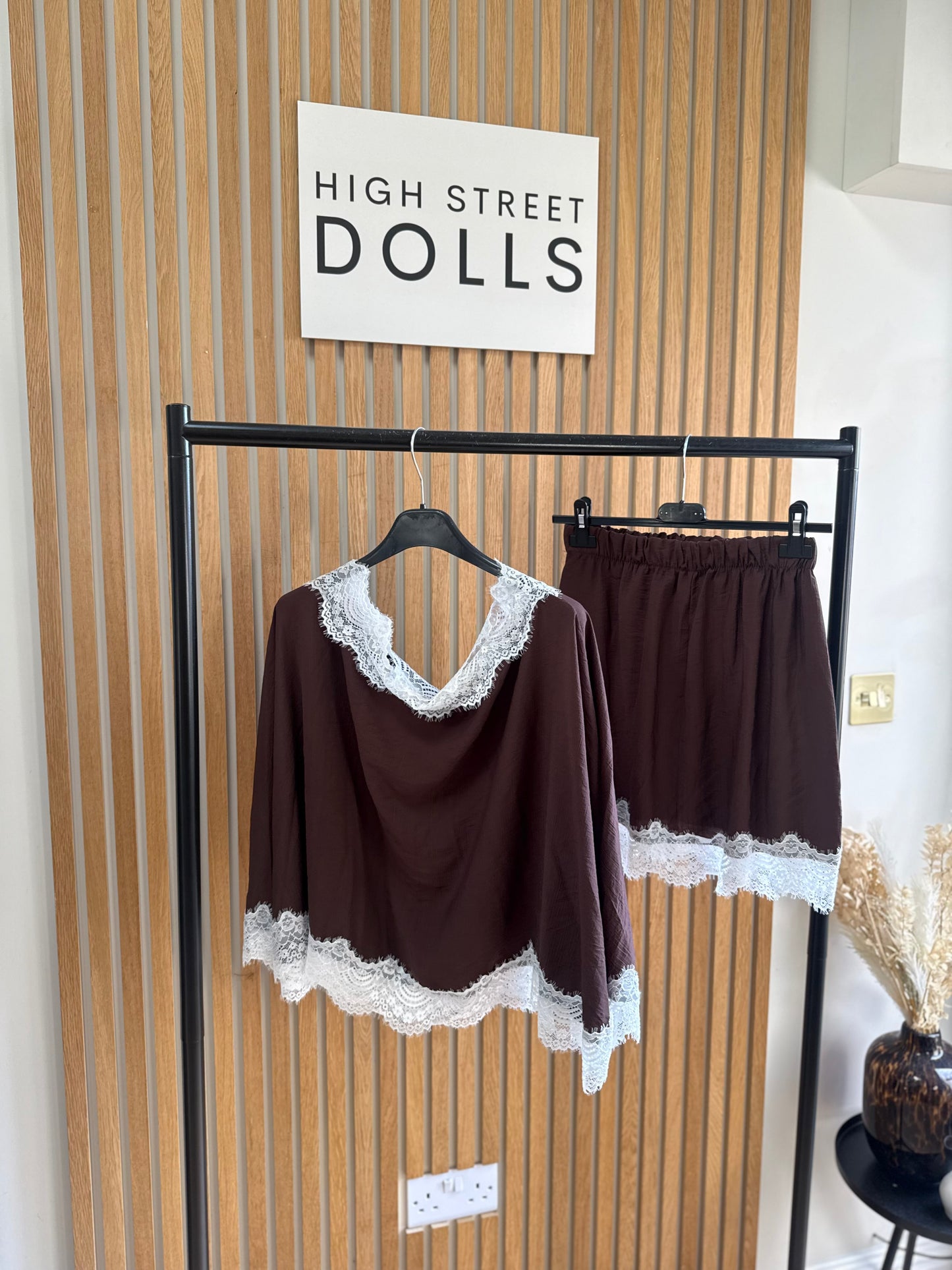 Khloe Lace Co Ord Poncho Top with Skirt Silky Lightweight Material Evening Summer Autumn