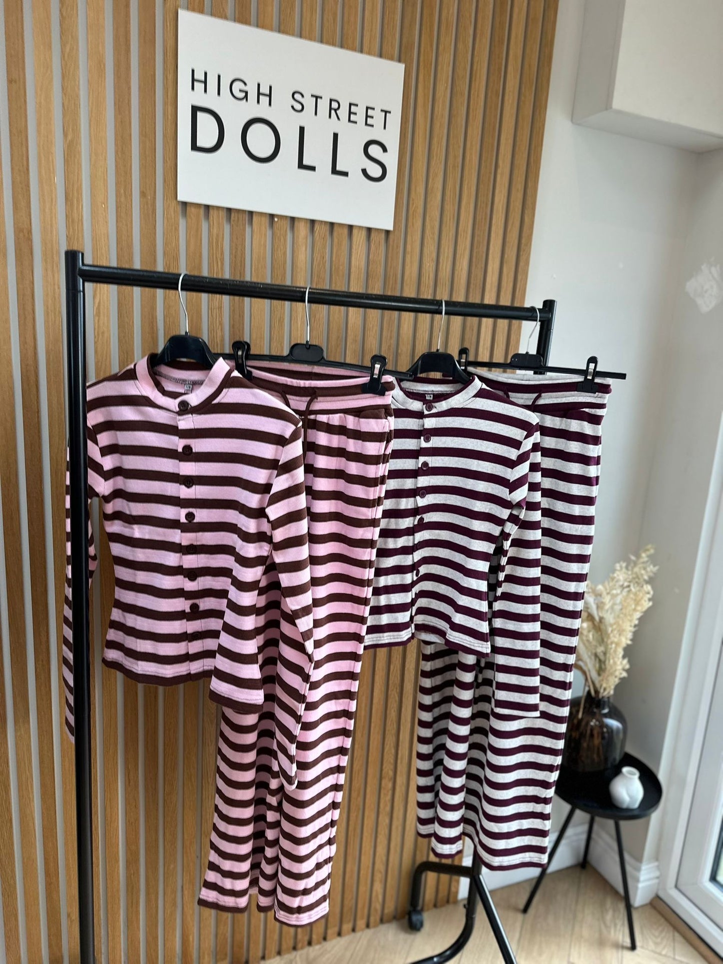 Kady Striped Lounge Set Co Ord Cardigan and Trousers Long Sleeve Top Loungewear Two Piece Spring Summer