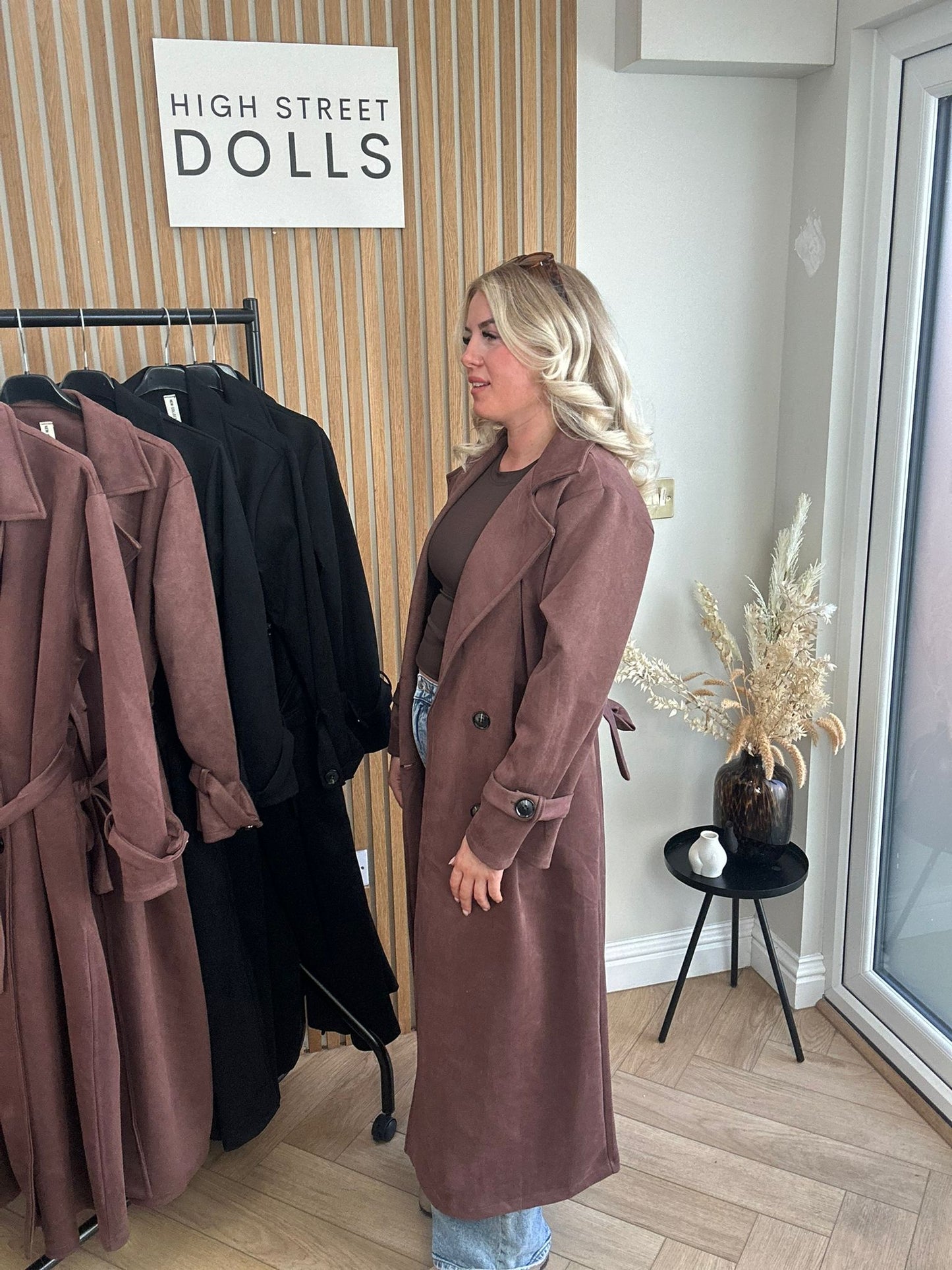 Rea Suede Trench Coat Longline Autumn Winter Jacket