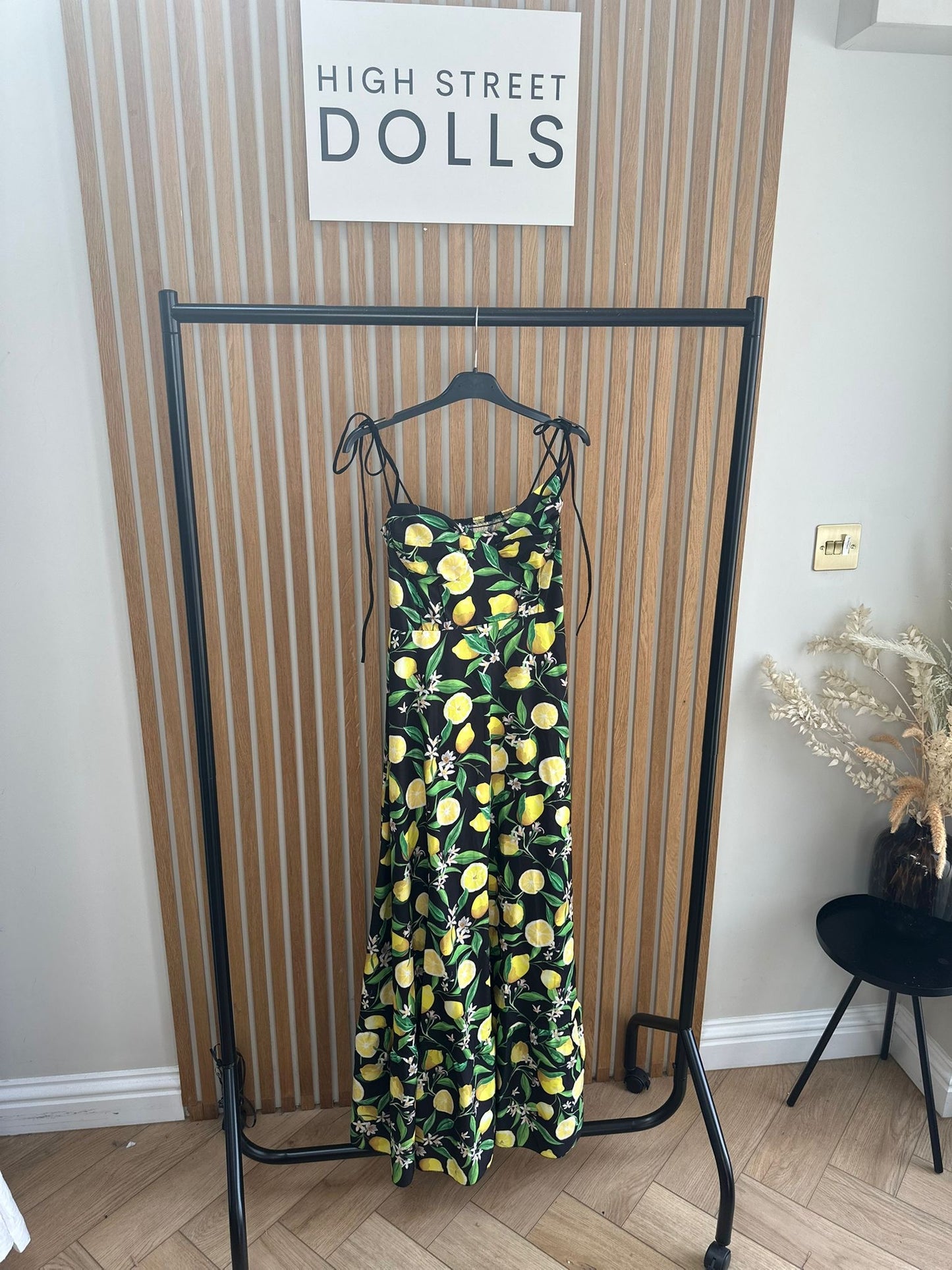 Valencia Lemon Longline Dress Printed spaghetti strap dress