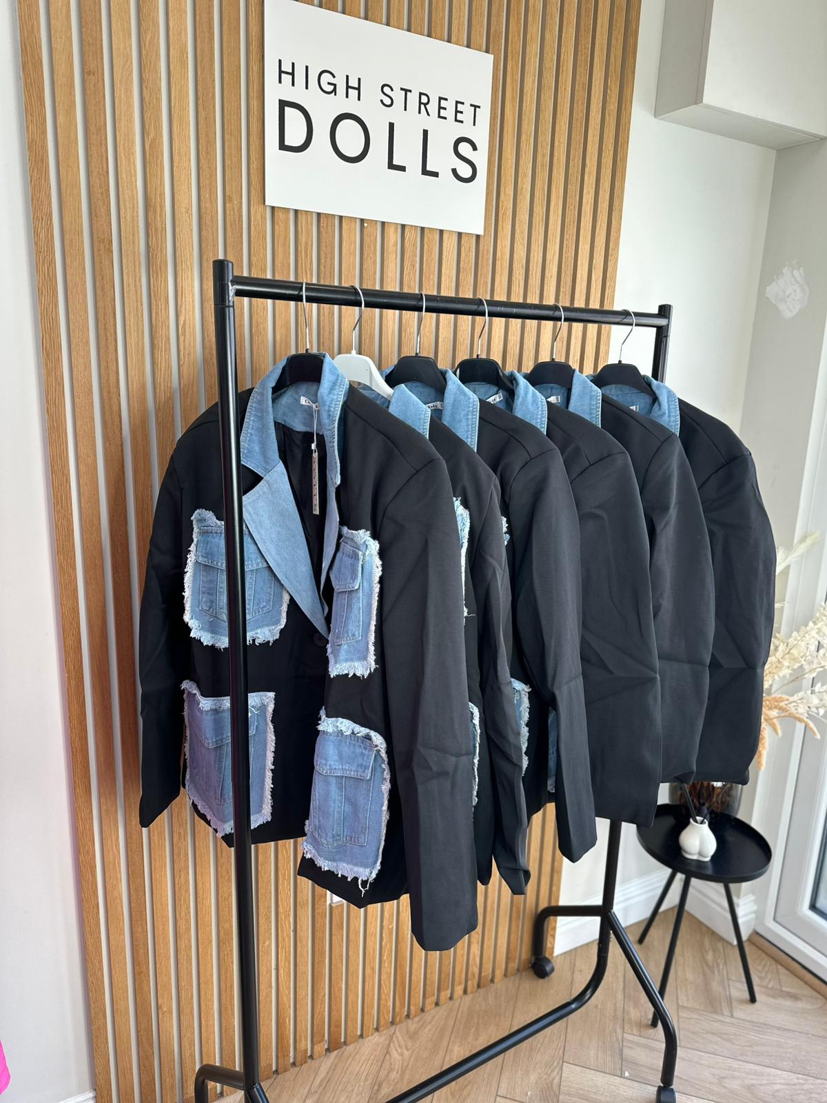 Hailey Blazer Denim Pockets Womens Jacket