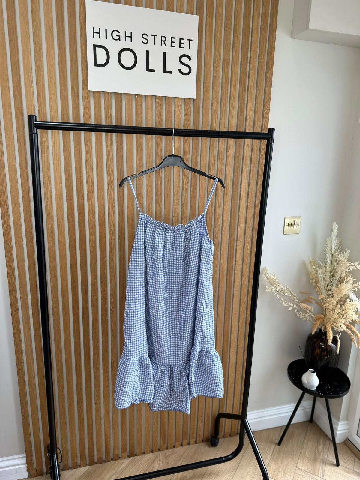 Dotty Ruffle Dress Gingham Print Summer Holiday Short Dress