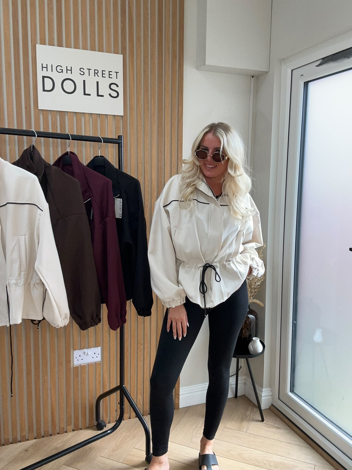 Mia Peplum Jacket – Women’s Sporty Lightweight Cover-Up, Autumn/Winter Layer with Piping Details, Cinched Waistline & Funnel Neckline