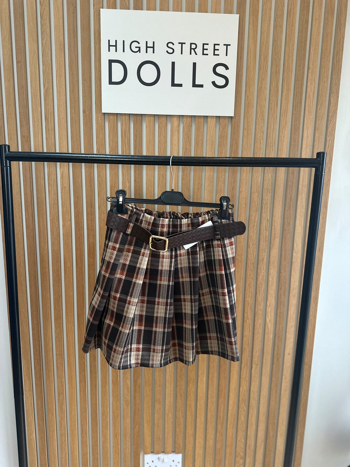 Cassidy Tartan Check Pleated Shorts/Skort – Belt Included, Front Pleated Skirt, Autumn Winter Women’s Fashion