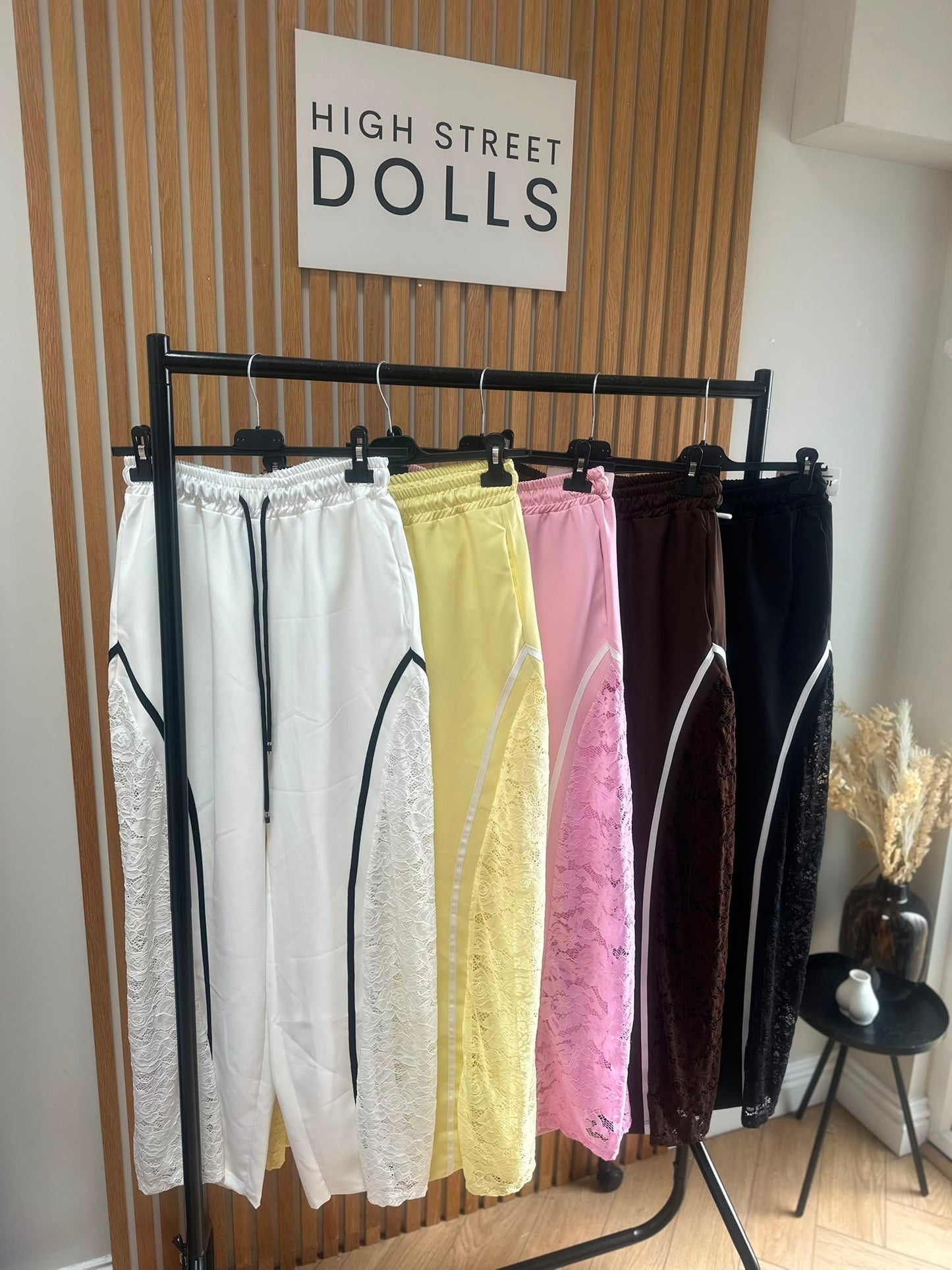 Sugar Lace Trousers Wide Leg Activewear Stripe Details Spring Summer Holiday Elastic Waistband