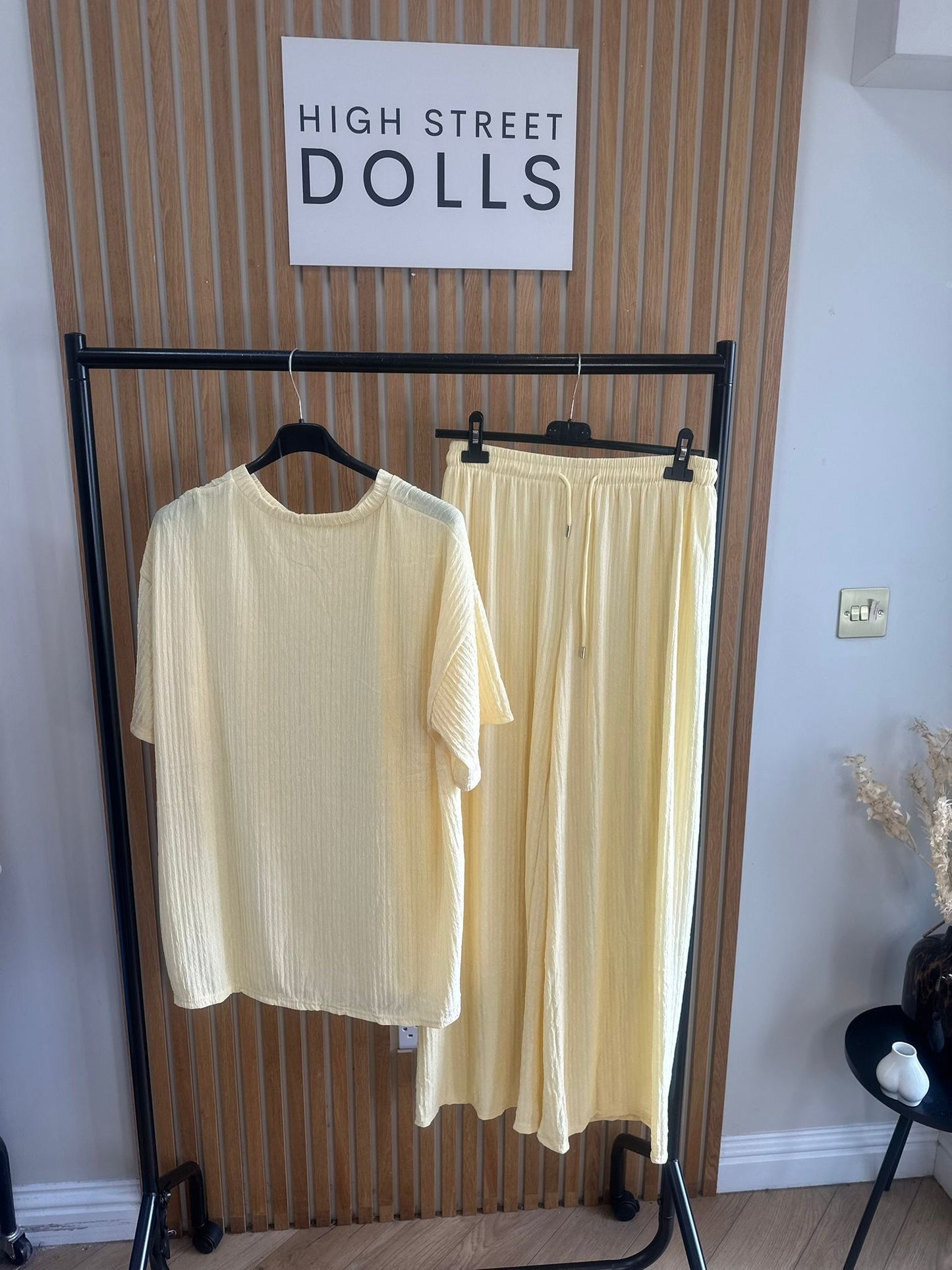 Maddison T Shirt and Trouser Set  Summer Outfit Holiday Set Crinkle Fabric Two Piece Co Ord