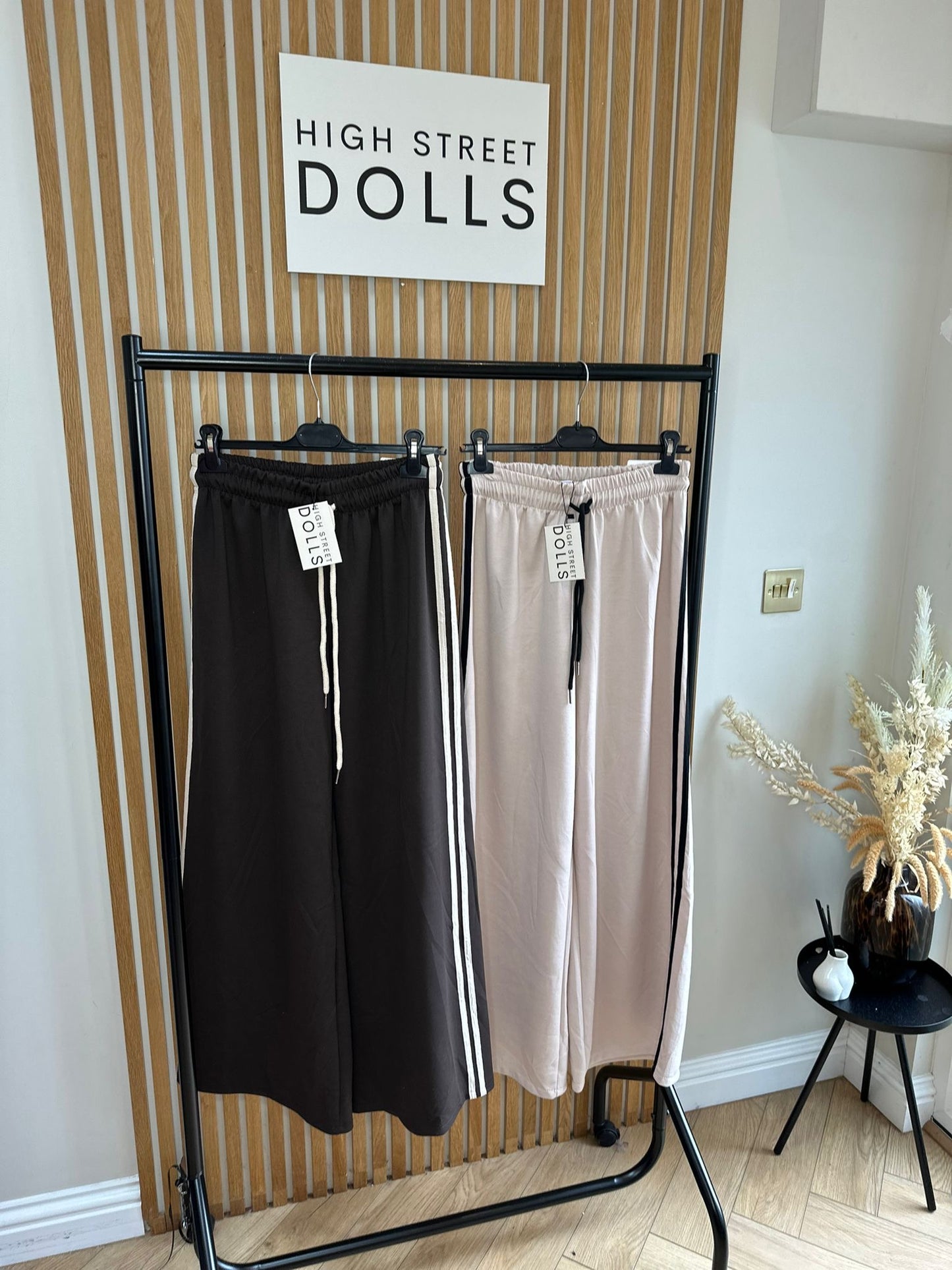 Khloe Trousers Wide Leg Flares Stripe Detail