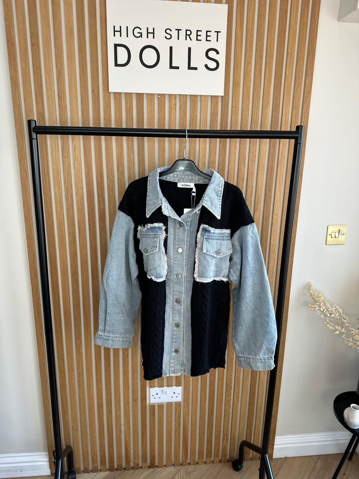 Elodie Denim Knit Shirt Shaket Jacket Women’s Top