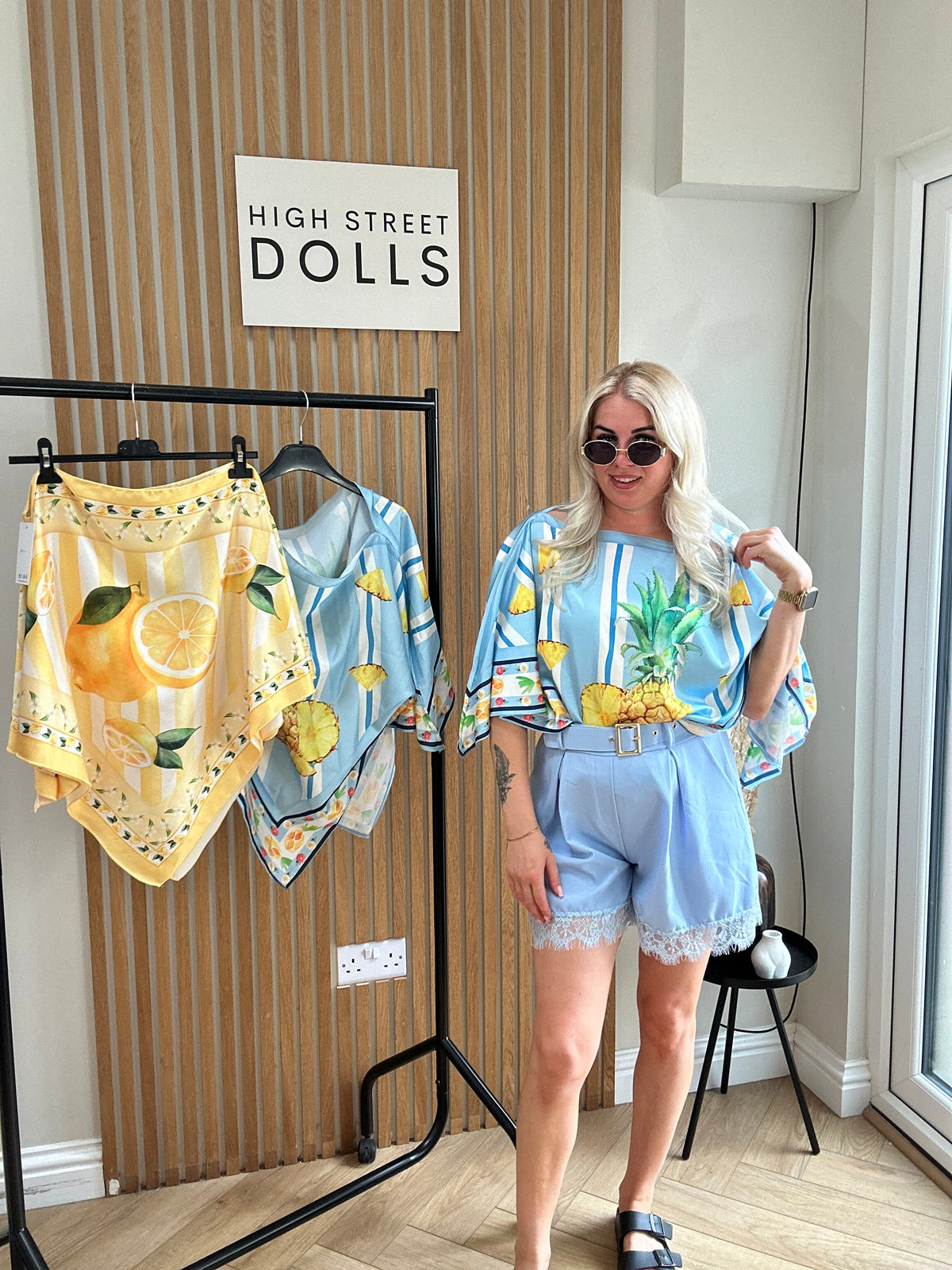 Ellie Satin Poncho Bright Colourful Fruit Printed Summer Holiday