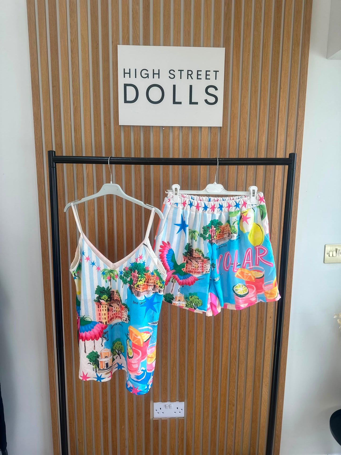 Dominica Strap Top and Shorts Bright Summer Prints Holiday Spaghetti Strap Co Ord Two Piece
